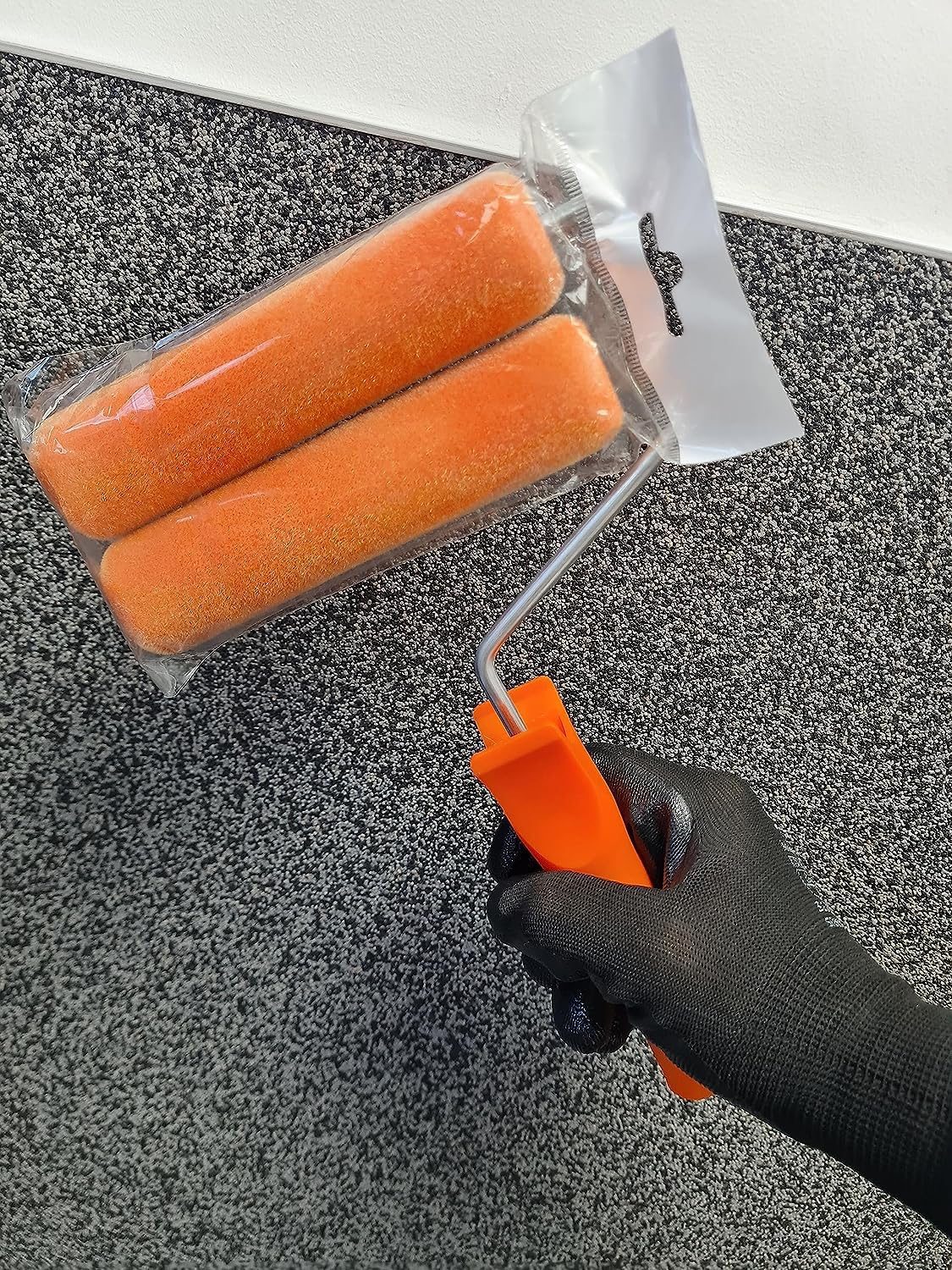 Solid® Flock Foam Roller Set 15cm Pack of 2 and Roller Handle Set for Oil/Waterbased and